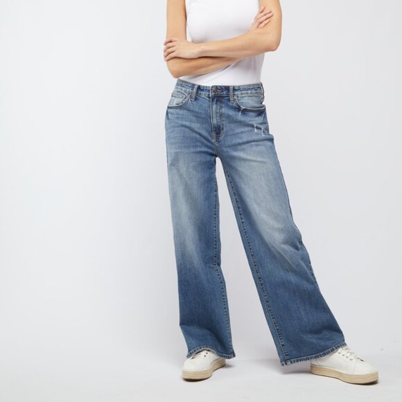 NWT OLIVER LOGAN Madison Wide Leg Mid Rise SUSTAINABLE DENIM Size 32 - Picture 1 of 4